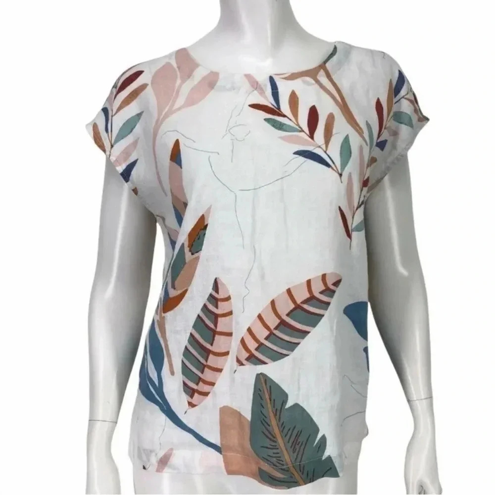 Cynthia Rowley 100% linen leaf back button down size Medium never worn